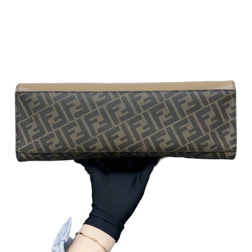 Fendi Tote Bag Zucca Calfskin Brown Black Khaki