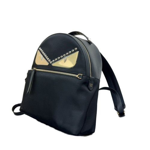 Fendi Studded Monster Eyes Medium Backpack Nylon Calfskin Black
