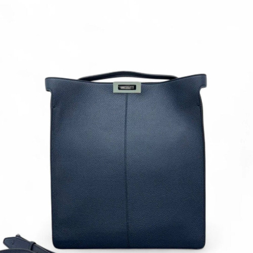 Fendi Peekaboo X-Lite Fit Grained Calfskin Dark Blue