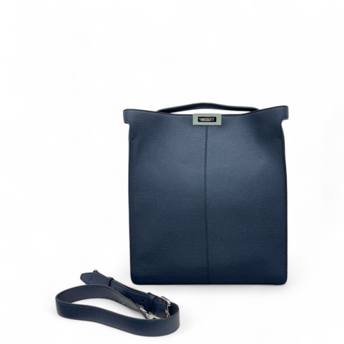Fendi Peekaboo X-Lite Fit Grained Calfskin Dark Blue