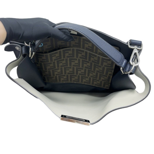 Fendi Peekaboo X-Lite Fit Grained Calfskin Dark Blue