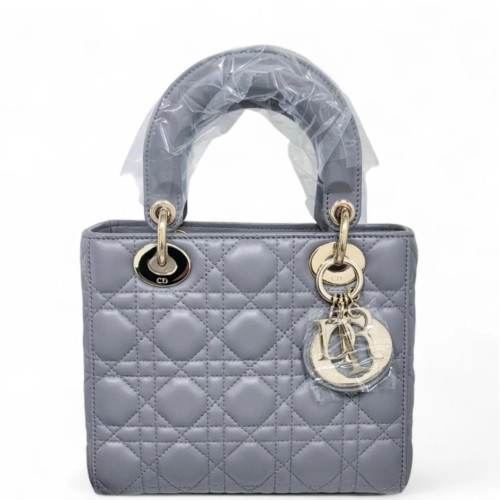 Dior Cannage Small Lady Dior Lambskin Grey