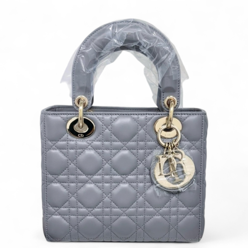Dior Cannage Small Lady Dior Lambskin Grey