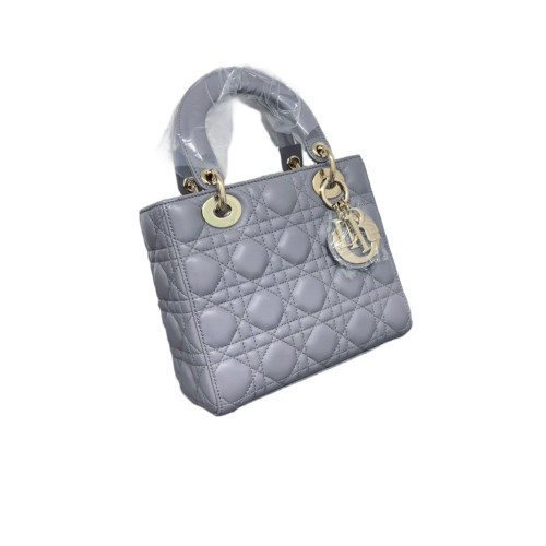 Dior Cannage Small Lady Dior Lambskin Grey