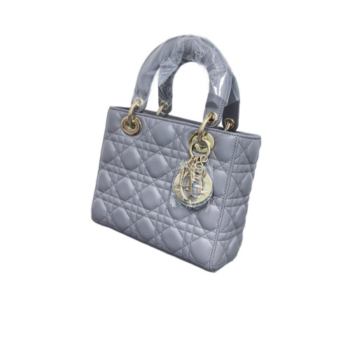 Dior Cannage Small Lady Dior Lambskin Grey