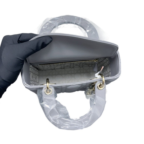 Dior Cannage Small Lady Dior Lambskin Grey