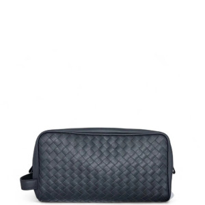 Bottega Veneta Clutch Calfskin Intrecciato Dark Grey