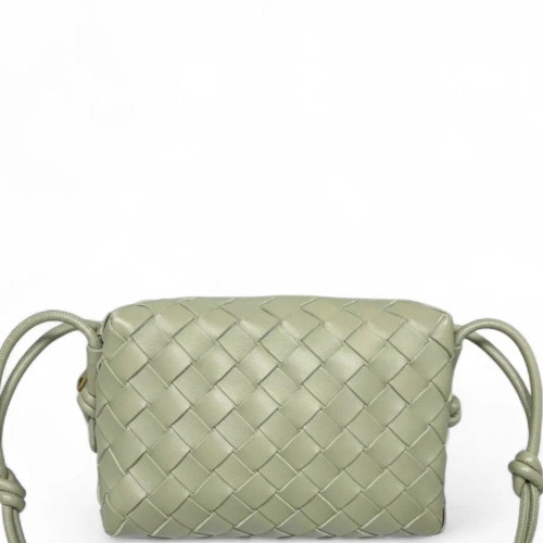 Bottega Veneta Loop Top Handle Camera Bag Calfskin Intrecciato Light Green