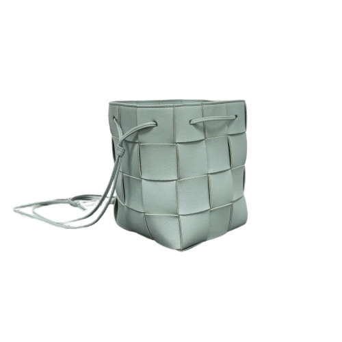 Bottega Veneta Small Cassette Bucket Calfskin Maxi Intrecciato Light Green