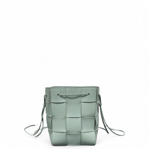 Bottega Veneta Small Cassette Bucket Calfskin Maxi Intrecciato Light Green