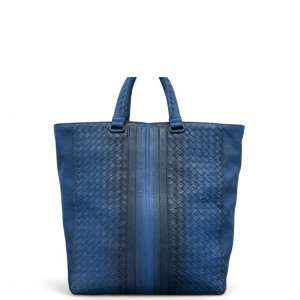 Bottega Veneta Tote Bag Calfskin Intrecciato Royal Blue Dark Blue