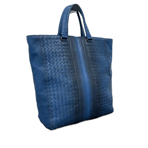 Bottega Veneta Tote Bag Calfskin Intrecciato Royal Blue Dark Blue