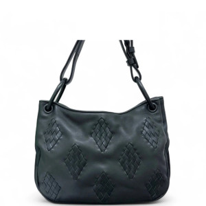Bottega Veneta Hobo Calfskin Intrecciato Nappa Black
