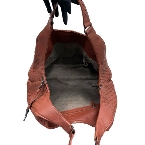 Bottega Veneta Large Campana Hobo Calfskin Intrecciato Brick Red