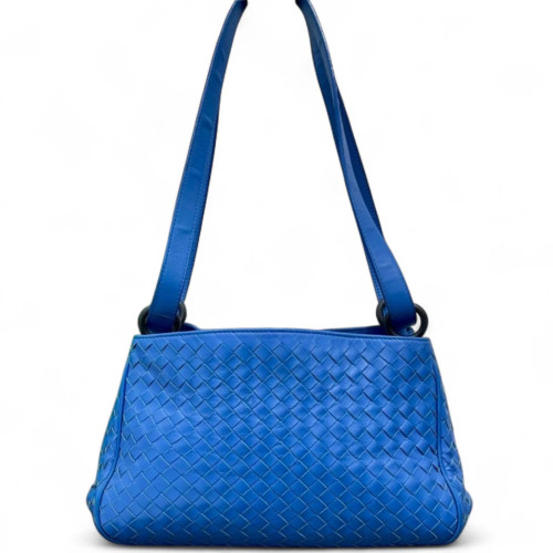 Bottega Veneta Shoulder Bag Calfskin Intrecciato Royal Blue