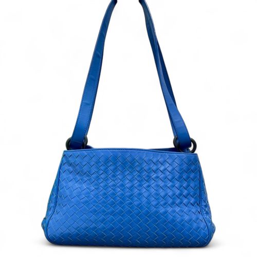 Bottega Veneta Shoulder Bag Calfskin Intrecciato Royal Blue