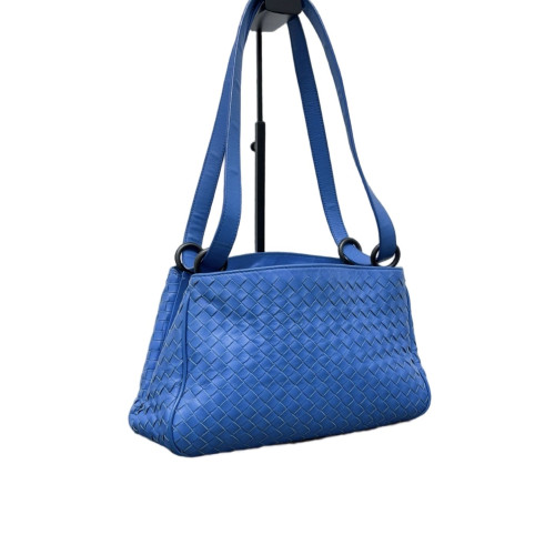 Bottega Veneta Shoulder Bag Calfskin Intrecciato Royal Blue