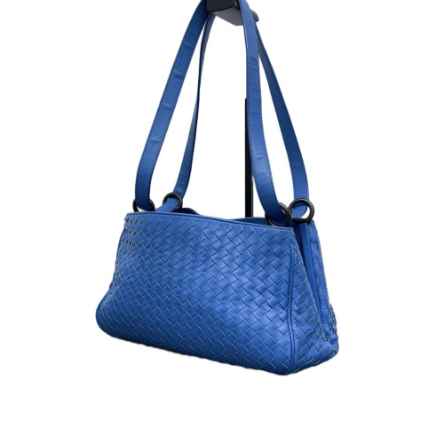 Bottega Veneta Shoulder Bag Calfskin Intrecciato Royal Blue