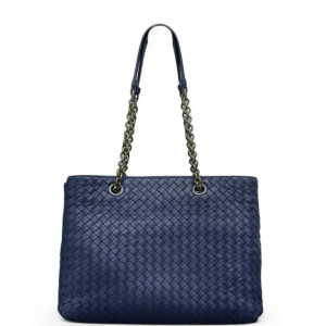 Bottega Veneta Tote Bag Calfskin Intrecciato Navy Blue