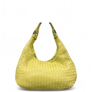 Bottega Veneta Medium Campana Hobo Calfskin Intrecciato Light Yellow