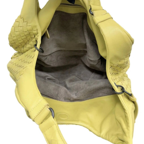 Bottega Veneta Medium Campana Hobo Calfskin Intrecciato Light Yellow
