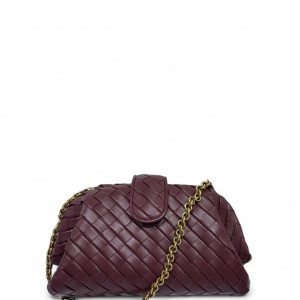 Bottega Veneta Shoulder Bag Calfskin Intrecciato Burgundy