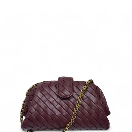 Bottega Veneta Shoulder Bag Calfskin Intrecciato Burgundy