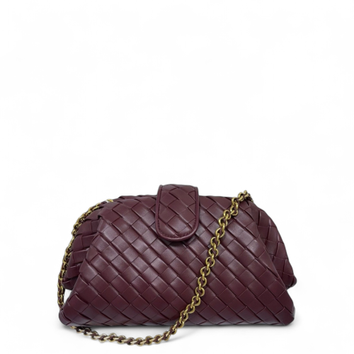 Bottega Veneta Shoulder Bag Calfskin Intrecciato Burgundy