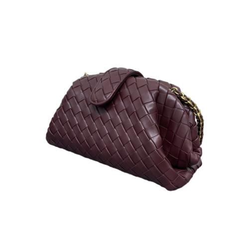Bottega Veneta Shoulder Bag Calfskin Intrecciato Burgundy