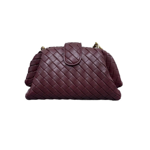 Bottega Veneta Shoulder Bag Calfskin Intrecciato Burgundy