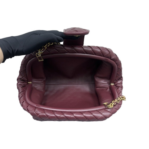 Bottega Veneta Shoulder Bag Calfskin Intrecciato Burgundy