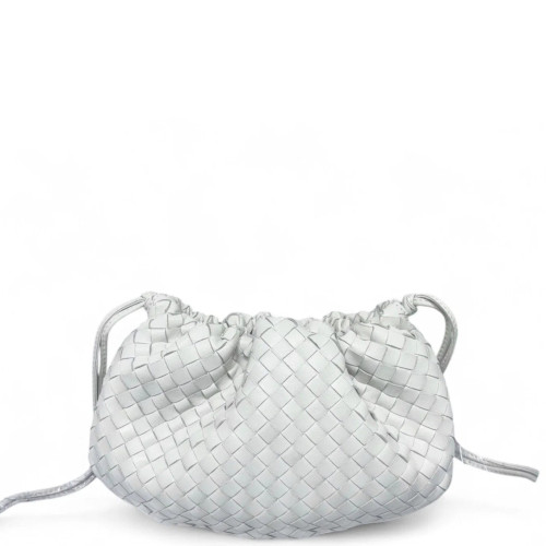 Bottega Veneta Shoulder Bag Calfskin Intrecciato White