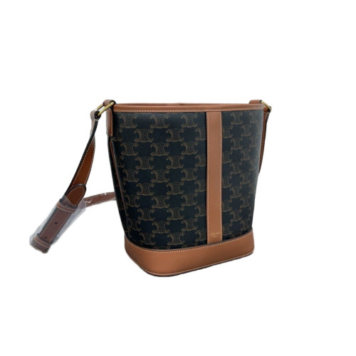 Celine Triomphe Triomphe Bucket Bag Small Triomphe Black Brown