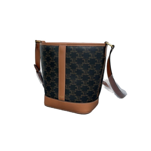 Celine Triomphe Triomphe Bucket Bag Small Triomphe Black Brown