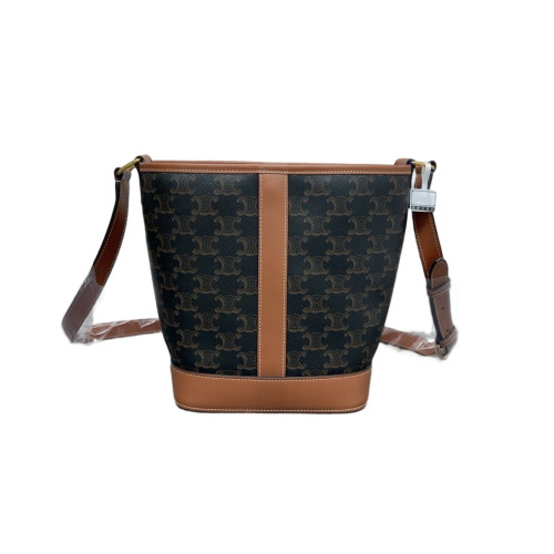 Celine Triomphe Triomphe Bucket Bag Small Triomphe Black Brown