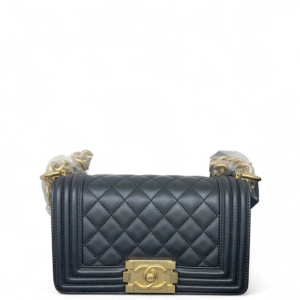 Chanel Quilted Mini Boy Flap Grained Calfskin Black