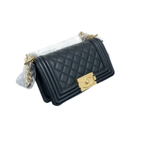 Chanel Quilted Mini Boy Flap Grained Calfskin Black