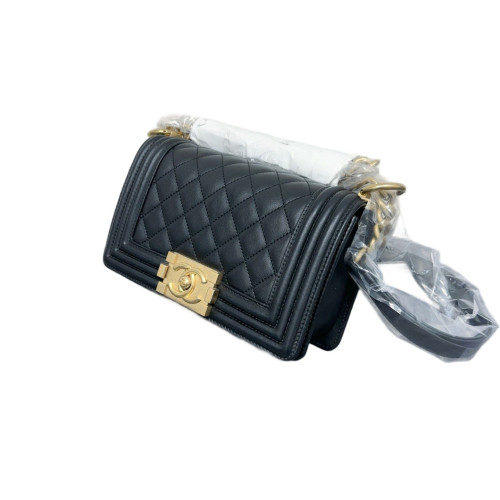 Chanel Quilted Mini Boy Flap Grained Calfskin Black