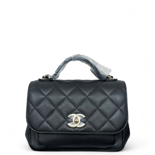 Chanel Quilted Small Business Affinity Flap Grained Calfskin Black