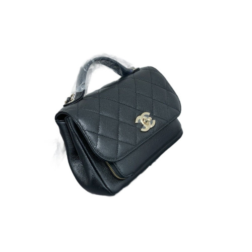 Chanel Quilted Small Business Affinity Flap Grained Calfskin Black