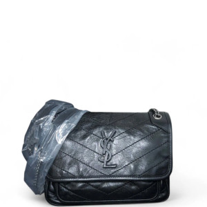 Yves Saint Laurent Baby Niki Chain Pull Up Leather Black