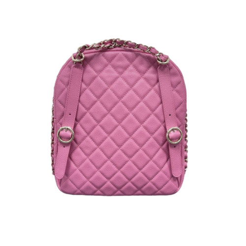 Chanel Quilted Small CC Day Backpack Grained Calfskin Pink