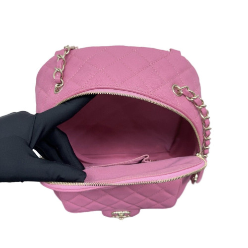 Chanel Quilted Small CC Day Backpack Grained Calfskin Pink