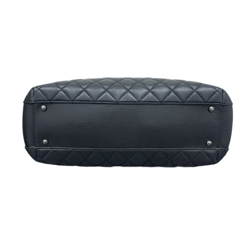 Chanel Quilted Tote Bag Grained Calfskin Black Chanel Quilted Tote Bag Grained Calfskin Black