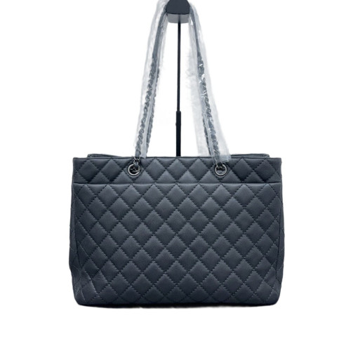 Chanel Quilted Tote Bag Grained Calfskin Grey Chanel Quilted Tote Bag Grained Calfskin Grey