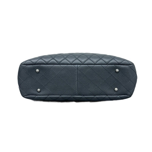 Chanel Quilted Tote Bag Grained Calfskin Grey Chanel Quilted Tote Bag Grained Calfskin Grey