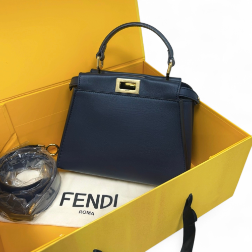 Fendi Peekaboo Mini Calfskin Navy Black