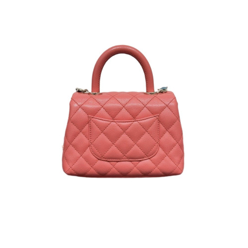 Chanel Quilted Mini Coco Handle Grained Calfskin Fuchsia