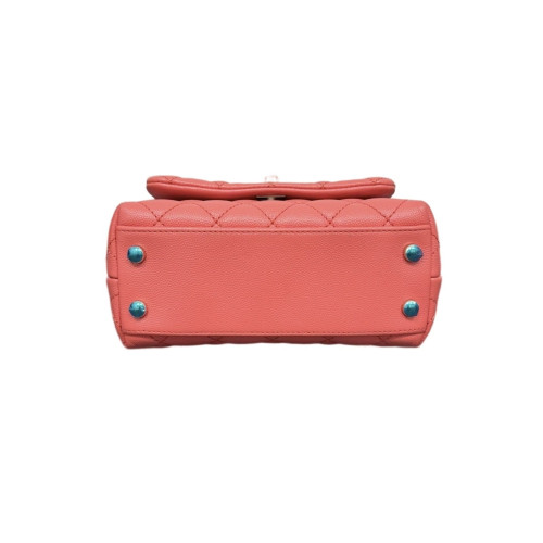 Chanel Quilted Mini Coco Handle Grained Calfskin Fuchsia