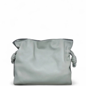 Loewe Medium Flamenco Knot Clutch Anagram Debossed Calfskin Grey